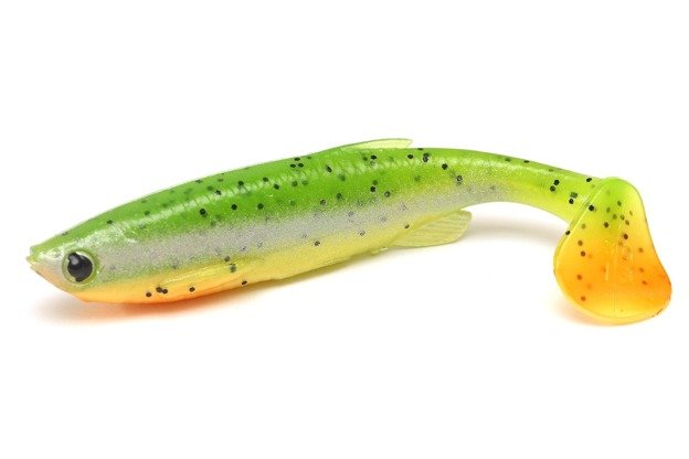 618 - SAVAGE GEAR GUMA FAT-TAIL MINNOW - FLUO GREEN SILVER