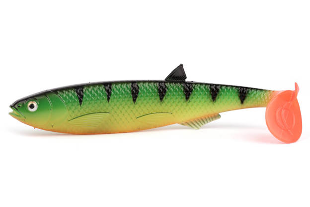 GUMA QUANTUM YOLO PIKE SHAD 22cm/60g - FIRETIGER HOT TAIL