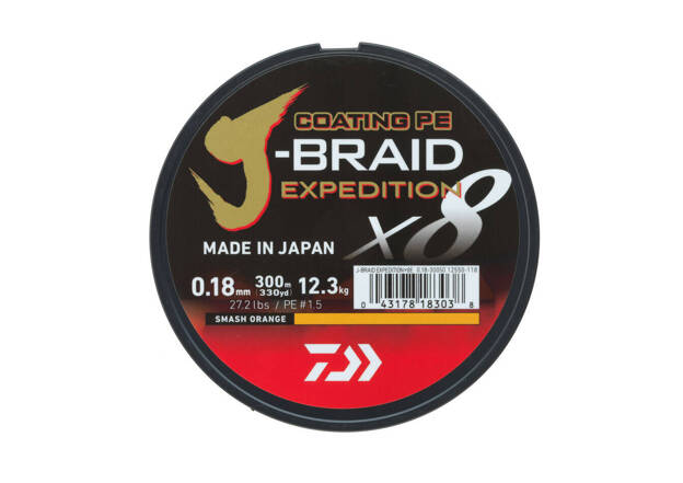 PLECIONKA DAIWA J-BRAID EXPEDITION X8E SMASH ORANGE 150m