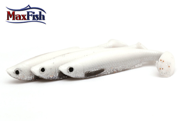 618 - SAVAGE GEAR GUMA 3D BLEAK PADDLE TAIL- WHITE SILVER