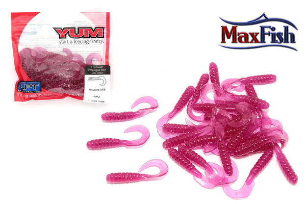 GUMY YUM WALLEYE GRUB PURPLE 7,5cm/25szt