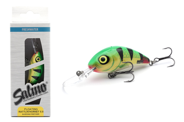 UNIKATOWY WOBLER SALMO RATTLIN HORNET F 5,5cm - BLEEDING FIRETIGER