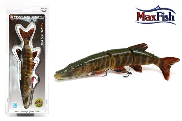GUMA SAVAGE GEAR 4D LINE THRU PIKE - STRIPED PIKE 25cm