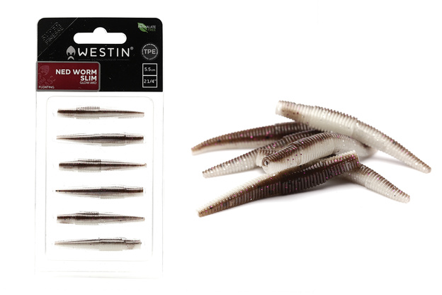 GUMY WESTIN NED WORM TPE 5,5cm/6szt - GLOW AKO