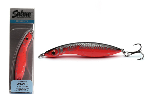 QWV002 - SALMO WOBLER WAVE SINKING 7cm - BLACK RED FISH