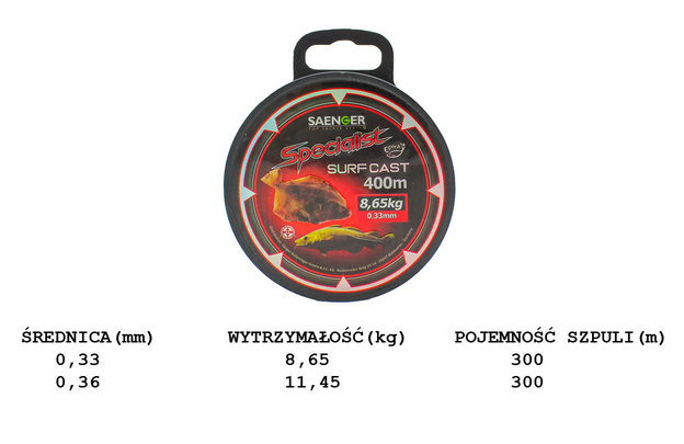 ŻYŁKA SANGER SPECIALIST SURF CAST 400m