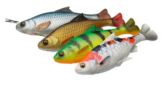 637 - SAVAGE GEAR GUMA 4D LINE THRU PULSE TAIL ROACH-FIRETIGER