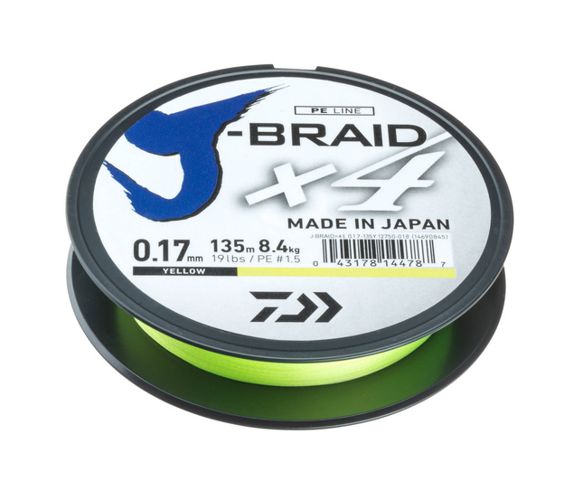 PLECIONKA DAIWA J-BRAID X4 YELLOW 135m