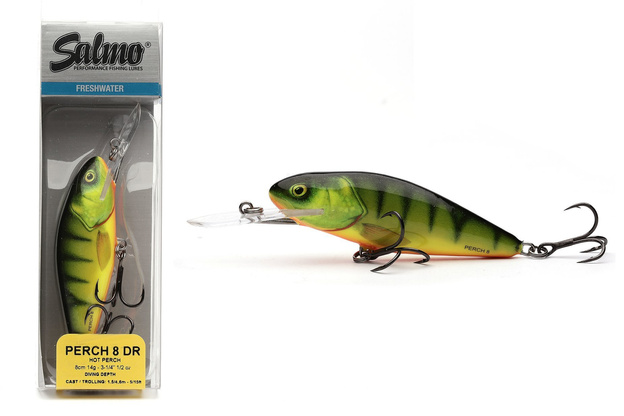 WOBLER SALMO PERCH DEEP RUNNER 8cm- HOT PERCH