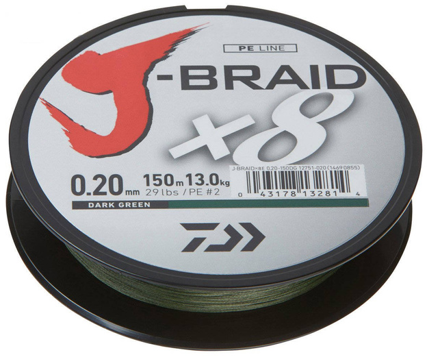 PLECIONKA DAIWA J-BRAID X8 DARK GREEN 150m
