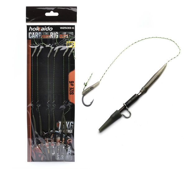 ZESTAW PRZYPONÓW KARPIOWYCH Z KLIPSEM HOKKAIDO 4/6szt