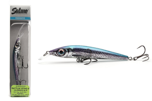 WOBLER SALMO RATTLIN STING SUS 9cm - HOLOGRAPHIC BLUE
