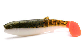 GUMA SAVAGE GEAR CANNIBAL SHAD - OLIVE HOT ORANGE