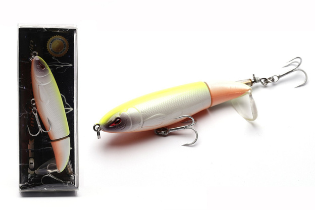 45531 - YORK WOBLER POWIERZCHNIOWY AMBER 9cm - YELLOW/WHITE