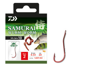 14809-002 - DAIWA HACZYKI Z PRZYPONEM SAMURAI WORM 2/10szt