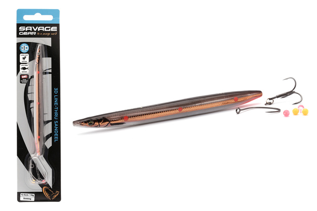 PRZYNĘTA SAVAGE GEAR 3D LINE THRU SANDEEL - THE HOT SPOT - BROWN COPPER RED DOTS