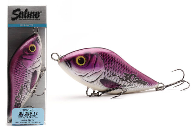 WOBLER SLIDER SINKING 12cm - HOLO PURPLE PREY - SALMO