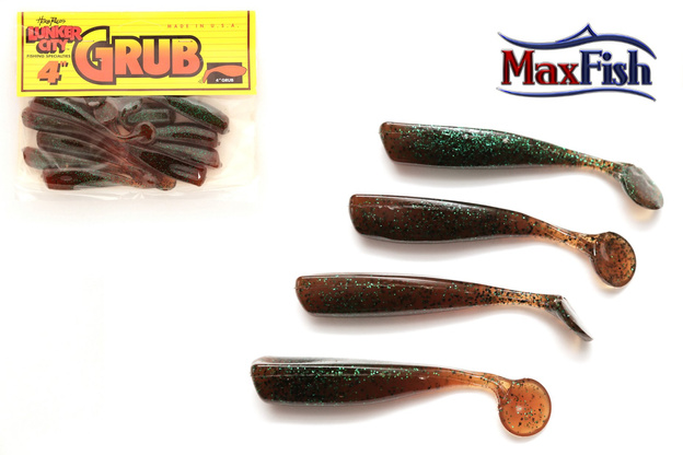 LCGR40 - LUNKER CITY GUMA GRUB 4" PKNSD GRN FLK -10szt