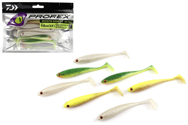 ZESTAW GUM DAIWA PROREX DUCKFIN SHAD - UV MIX 9cm