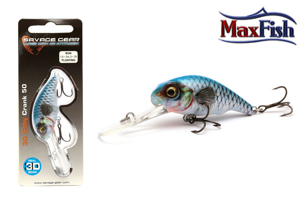 621 - SAVAGE GEAR WOBLER 3D GOBY CRANK - BLUE SILVER
