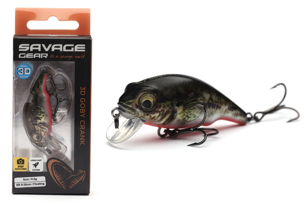 717 - SAVAGE GEAR WOBLER 3D GOBY CRANK SR - UV RED AND BLACK