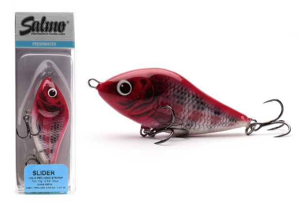 WOBLER SALMO SLIDER SINKING 12cm - RED HEAD STRIPER