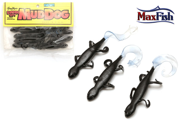 LCMD65 - LUNKER CITY GUMA MUD DOG BLACK/BLUE TAIL