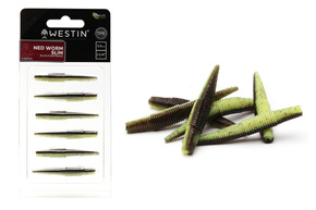 GUMY WESTIN NED WORM TPE 5,5cm/6szt - BLACK CHARTREUSE