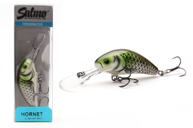 WOBLER SALMO HORNET SINKING 5,0cm- OLIVE HOT SPOT