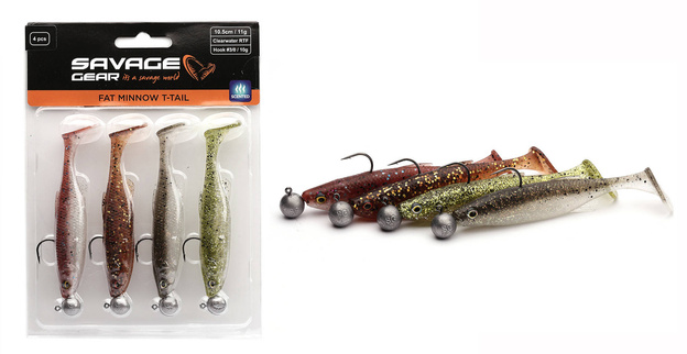 ZESTAW GUM SAVAGE GEAR FAT MINNOW T-TAIL RTF CLEAR WATER MIX 10,5cm