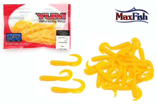 GUMY YUM WALLEYE GRUB LEMON 7,5cm/25szt
