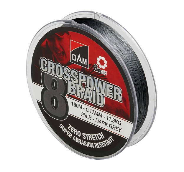 PLECIONKA DAM CROSSPOWER 8 BRAID 0,10mm/150m - DARK GREY