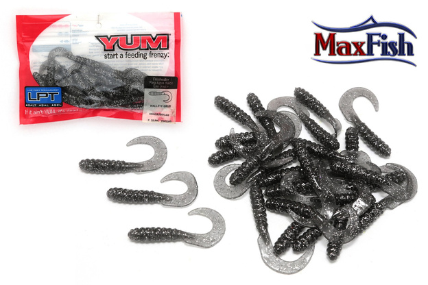 GUMY YUM WALLEYE GRUB SMOKE SILVER FLAKE 7,5cm/25szt