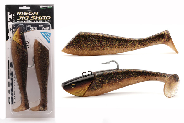 GUMA SPRO SALTY BEAST MEGA JIG SHAD 24cm/470g - GOLDEN COD