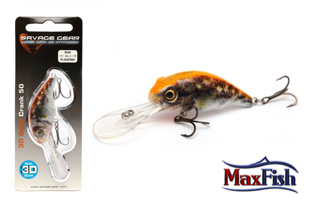 621 - SAVAGE GEAR WOBLER 3D GOBY CRANK - UV ORANGE