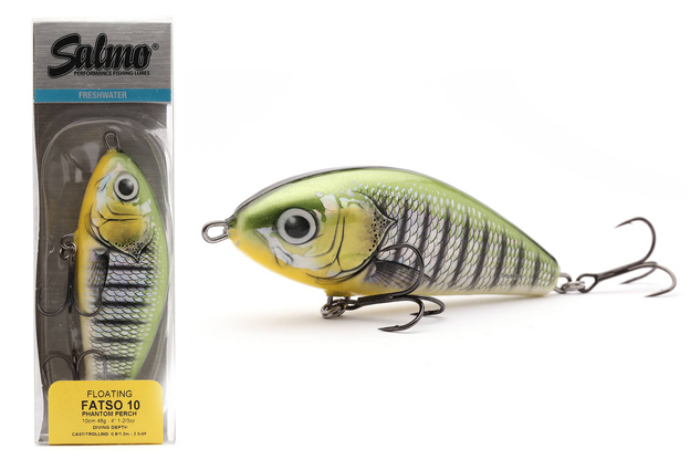 WOBLER SALMO FATSO FLOATING 10cm - PHANTOM PERCH