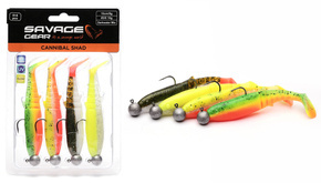 ZESTAW GUM SAVAGE GEAR CANNIBAL SHAD DARK WATER MIX 6,8cm