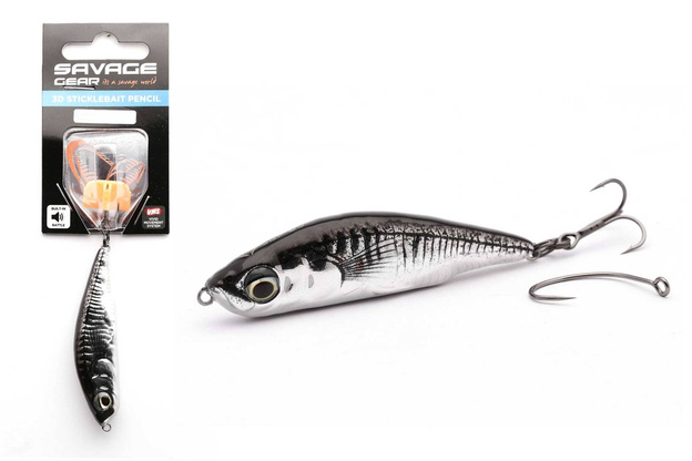 WOBLER SAVAGE GEAR 3D STICKLEBAIT PENCIL SS - BLACK SILVER