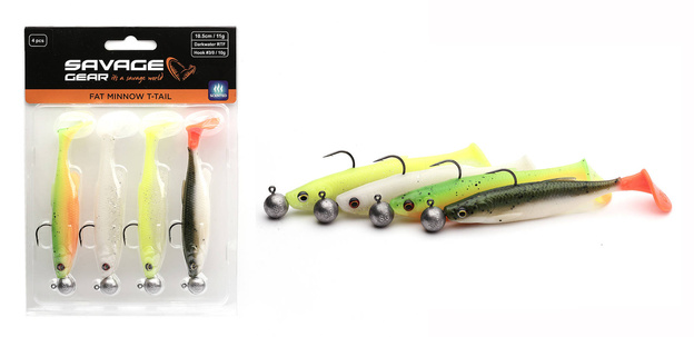 ZESTAW GUM SAVAGE GEAR FAT MINNOW T-TAIL RTF DARK WATER MIX 13cm