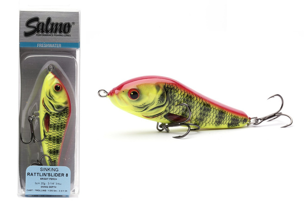 WOBLER SALMO RATTLIN SLIDER SINKING 8cm - BRIGHT PERCH