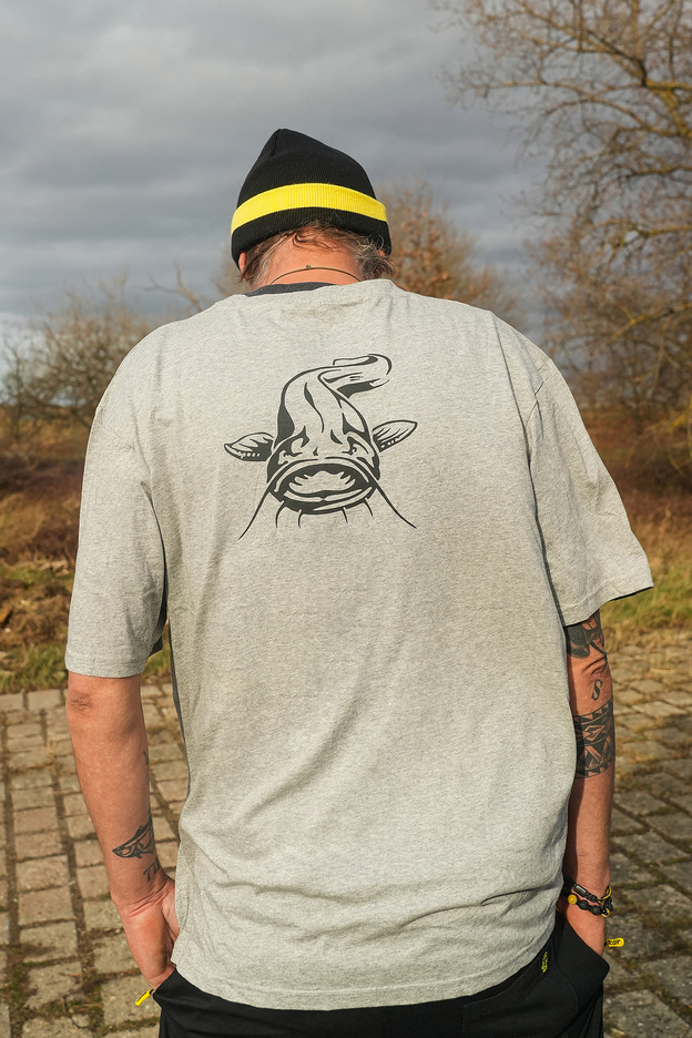 T-SHIRT BLACK CAT GREY MARL