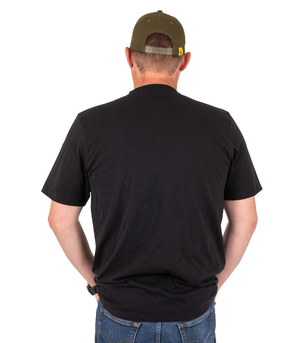 T-SHIRT BLACK CAT DISTRESSED LOGO BLACK TEE