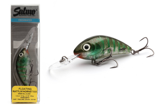 WOBLER SALMO RATTLIN HORNET F 5,5cm - GREEN GILL CLEAR