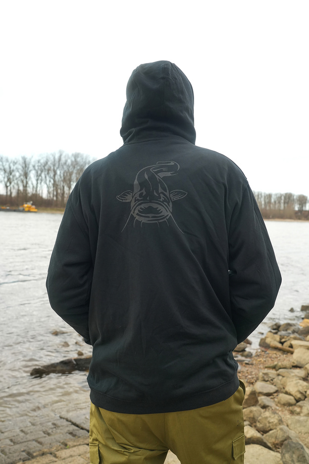 BLUZA Z KAPTUREM BLACK CAT BLACK ZIPPED HOODY