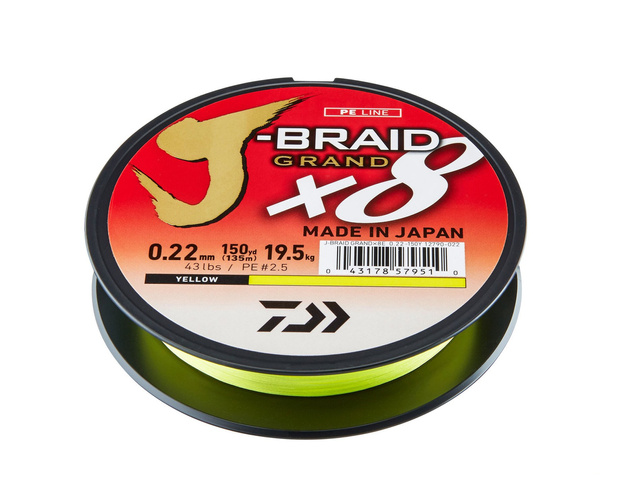 PLECIONKA DAIWA J-BRAID GRAND X8 YELLOW 135m