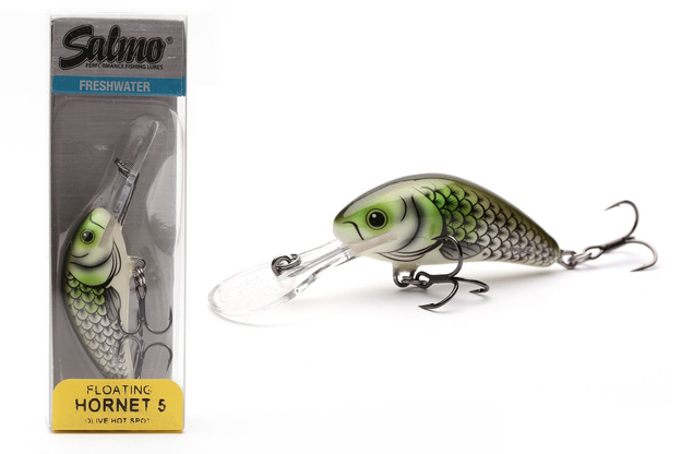 WOBLER SALMO HORNET FLOATING 3,5cm- OLIVE HOT SPOT