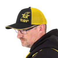 CZAPKA Z DASZKIEM BLACK CAT BLACK AND YELLOW TRUCKER