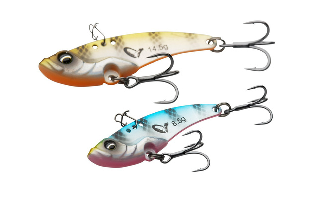 714 - SAVAGE GEAR CYKADA VIB BLADE - BLUE PINK STRIPES