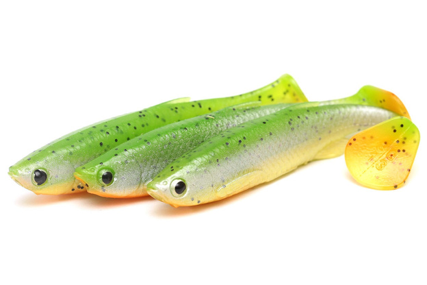 618 - SAVAGE GEAR GUMA FAT-TAIL MINNOW - FLUO GREEN SILVER
