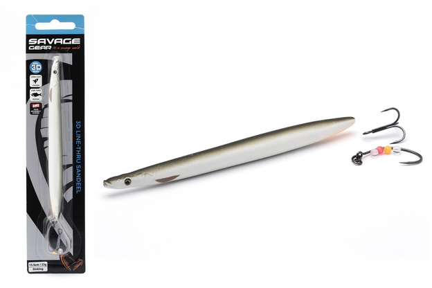 PRZYNĘTA SAVAGE GEAR 3D LINE THRU SANDEEL 13,5cm - MATT WHITE TOBIS